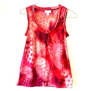 LOFT abstract blouse shell tank pink purple scoop